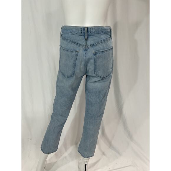 Agolde 'Riley' Blue High Rise Straight Crop Denim Jean Size 26 - Picture 3 of 5
